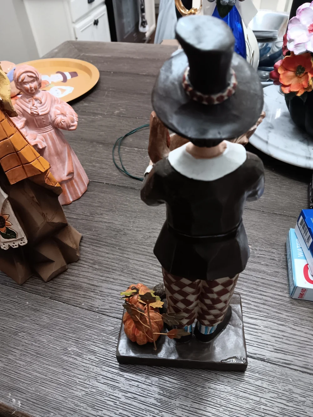 Brown Cream and Orange Harvest Figurine Pair - Thanksgiving Table Accents